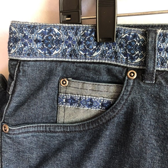 Talbots Blue Wide Leg Denim Women's Pant w/ Decorative Trim, Size 14 - Picture 2 of 6